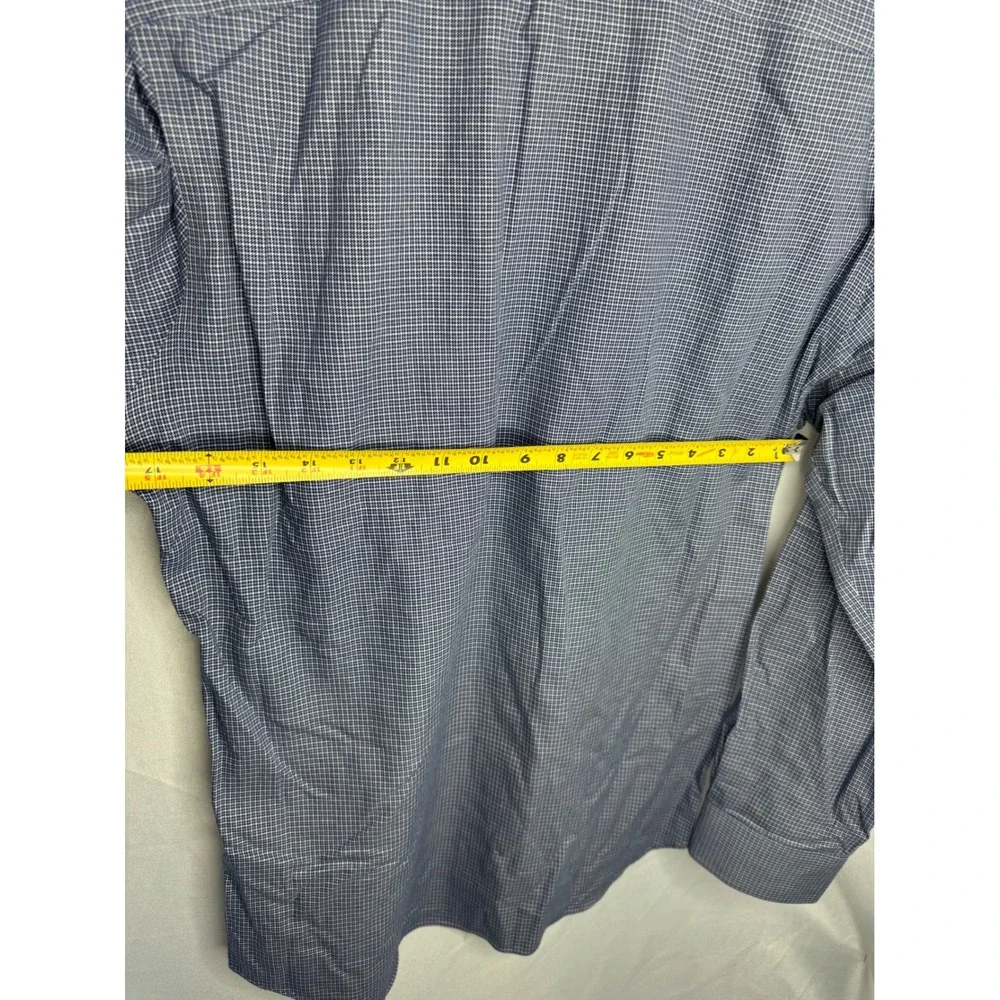 Banana Republic Mens Non-Iron Tailored Slim Fit Shirt Blue Houndstooth Medium